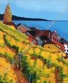 St-Saphorin, vu depuis la vigne à Gilles - Peinture à l`huile
